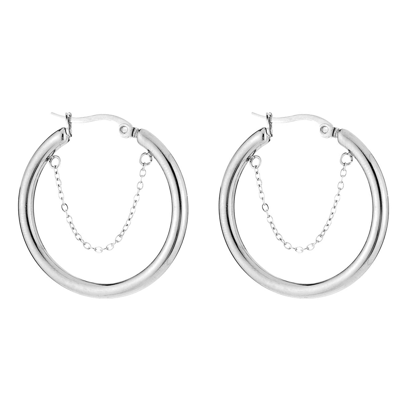 Oorbellen met Ketting zilver
