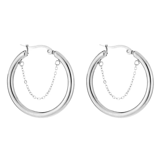 Oorbellen met Ketting zilver