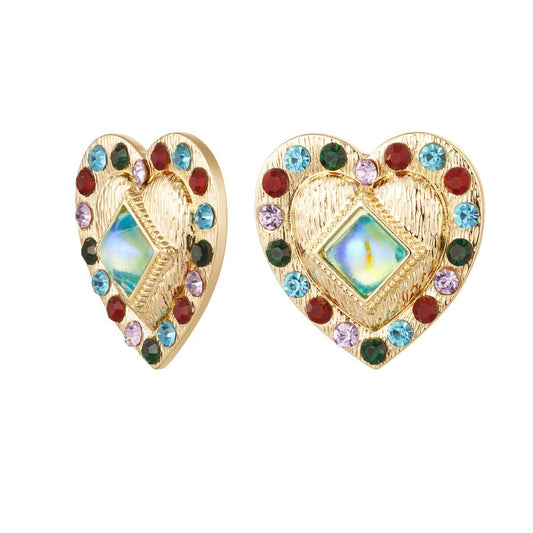 Oorbellen kleurrijk Hart goud multi
