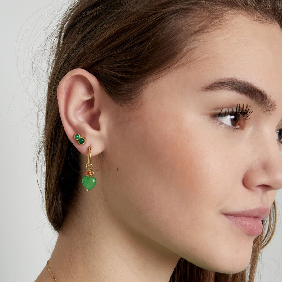 Oorstekers Basic Natuursteen goud groen