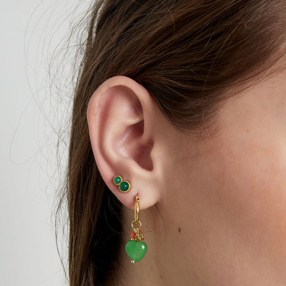 Oorstekers Basic Natuursteen goud groen