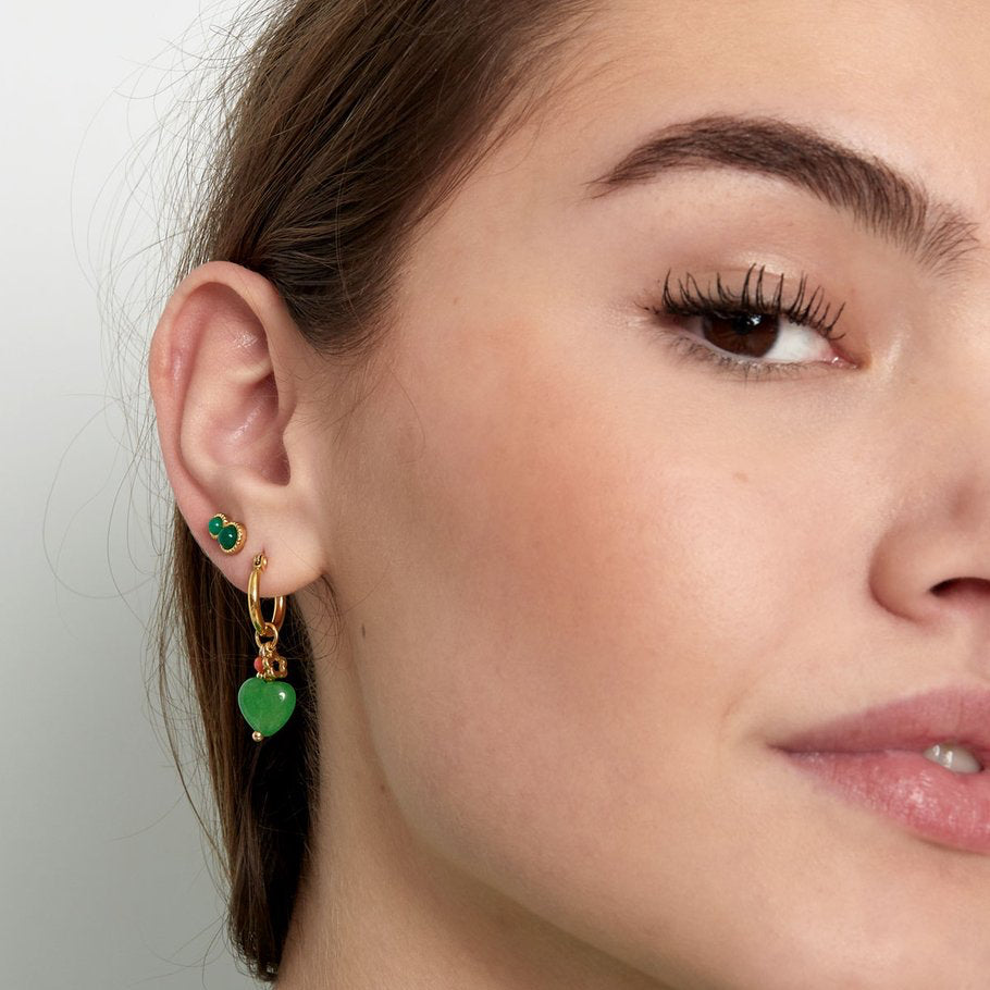 Oorstekers Basic Natuursteen goud groen