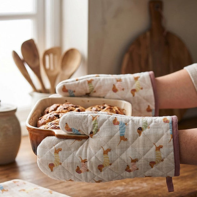 Ovenwant Hondjes beige 30x18cm sfeer