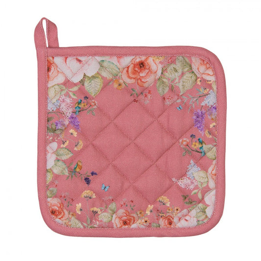 Pannenlap Bloemen roze 20x20cm