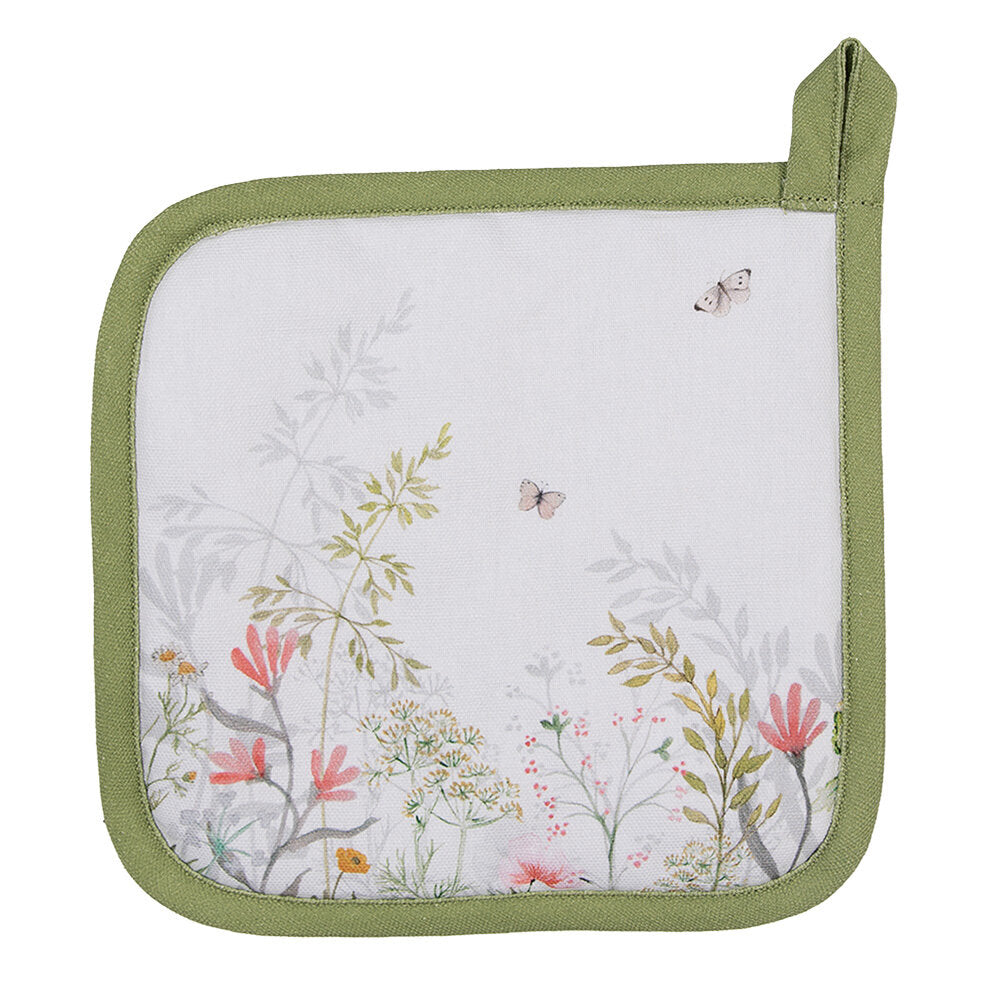Pannenlap Bloemen wit 20x20cm
