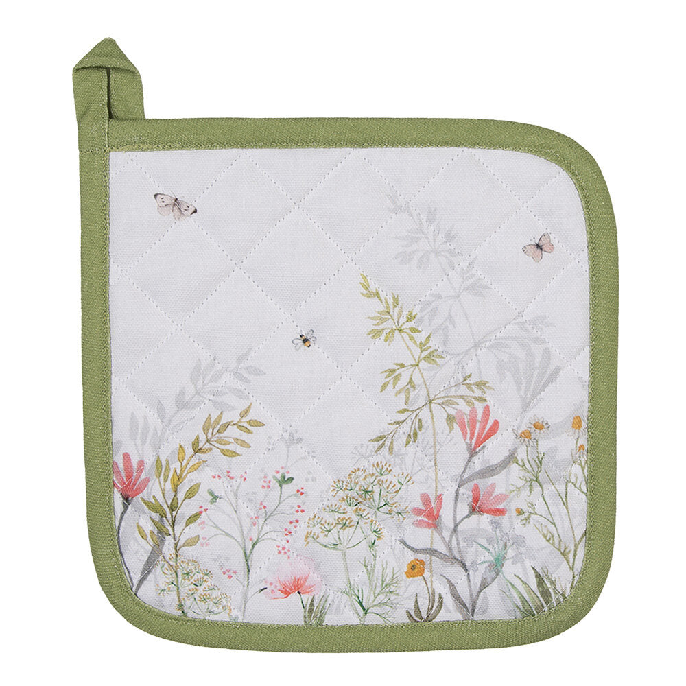 Pannenlap Bloemen wit 20x20cm