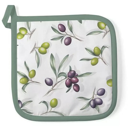 Pannenlap Delicious Olives Katoen wit 20x20cm