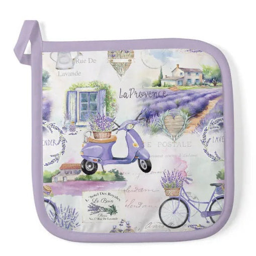 Pannenlap La Provence wit paars 20x20cm