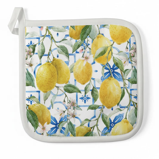 Pannenlap Mediterranean Lemons wit geel 20x20cm