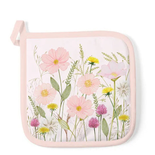 Pannenlap Pastel Flowers roze 20x20cm