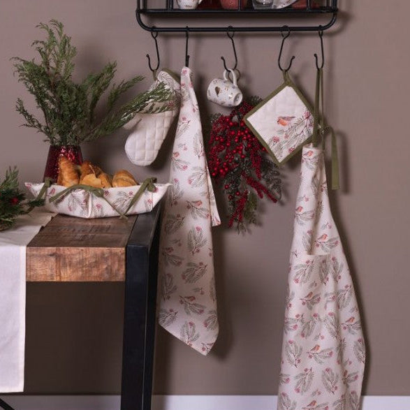 Pannenlap Vogel beige groen 20x20cm