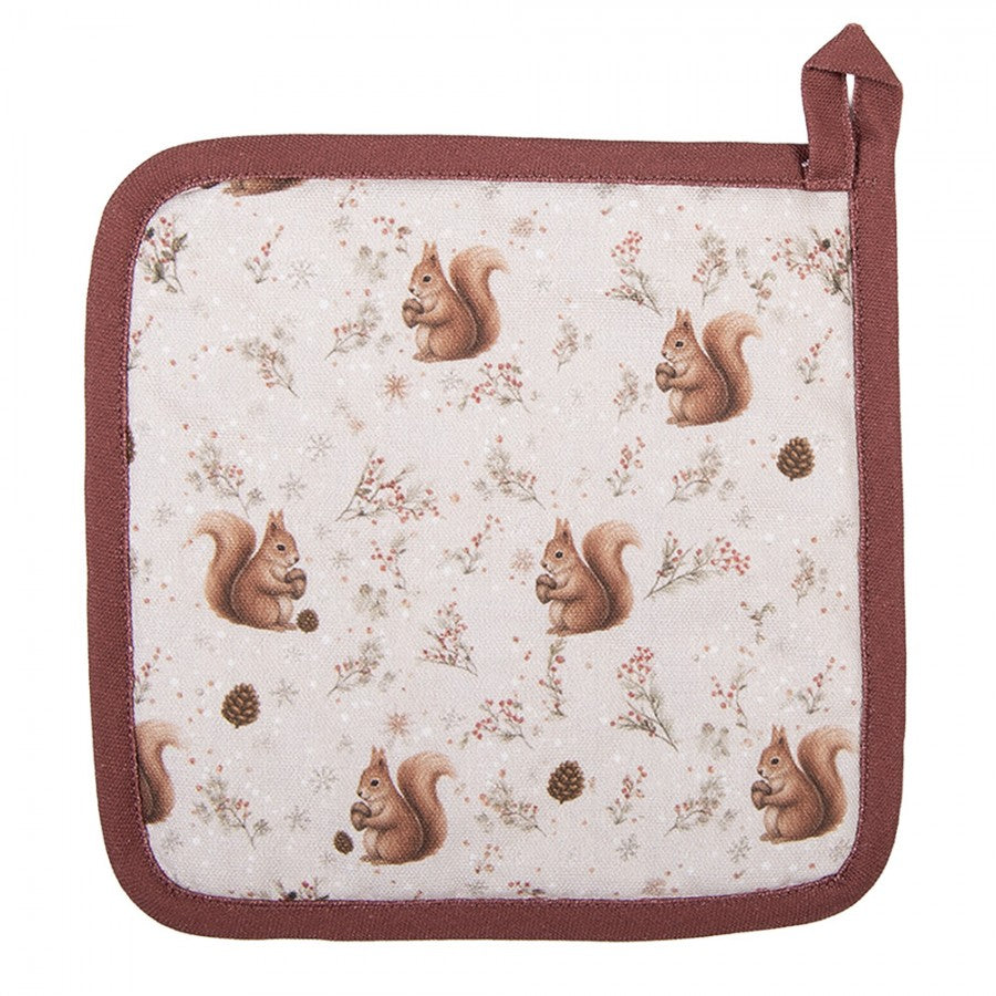 Pannenlap Eekhoorn beige 20x20cm achterkant
