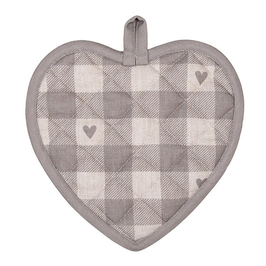 Pannenlap Hartjes beige grijs 20x20cm achterkant