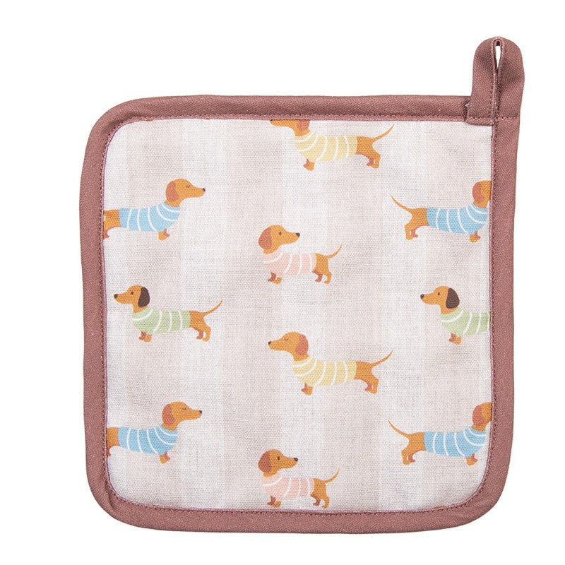 Pannenlap Hondjes beige 20x20cm