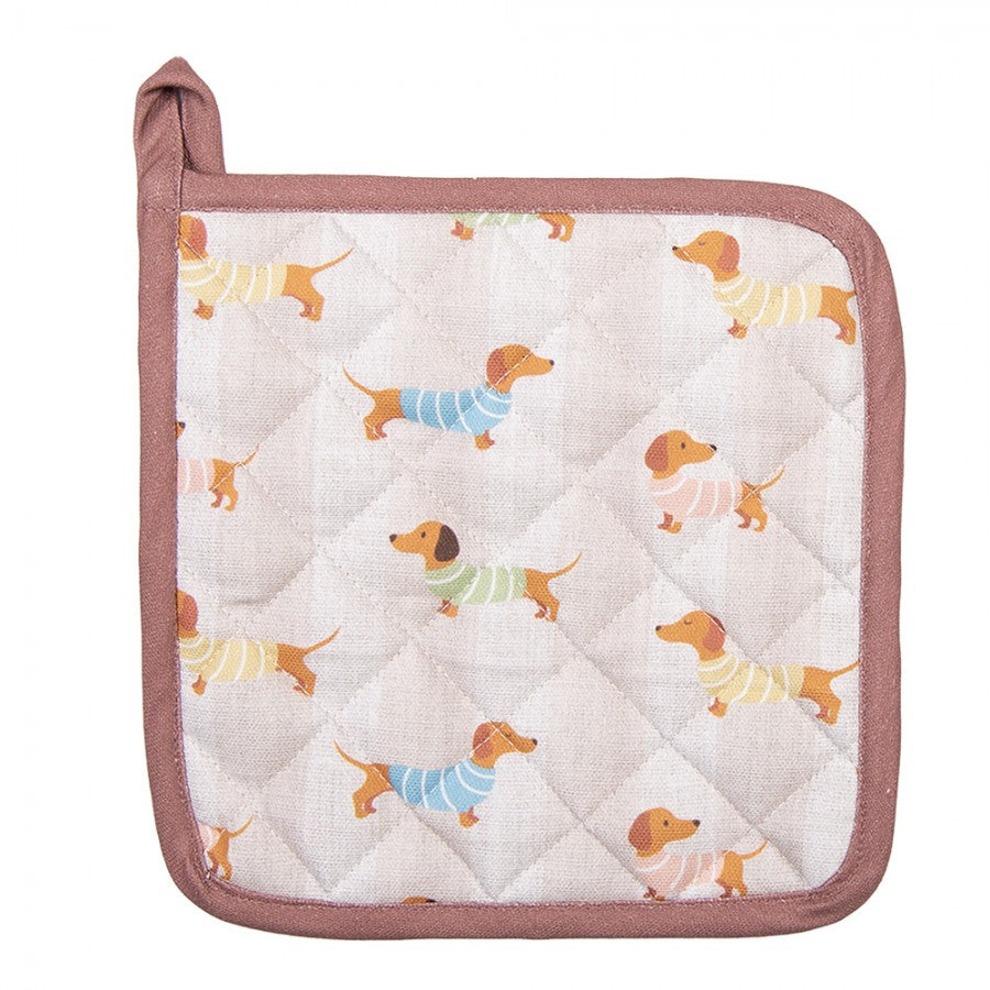 Pannenlap Hondjes beige 20x20cm achterlkant
