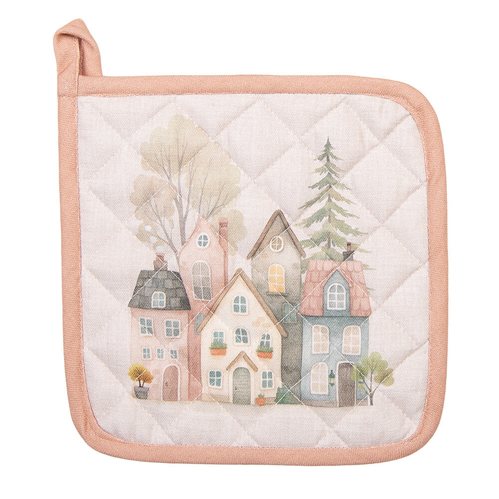 Pannenlap Huisjes beige 20x20cm