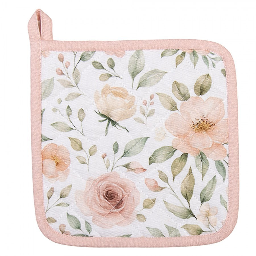 Pannenlap Roosjes wit roze 20x20cm