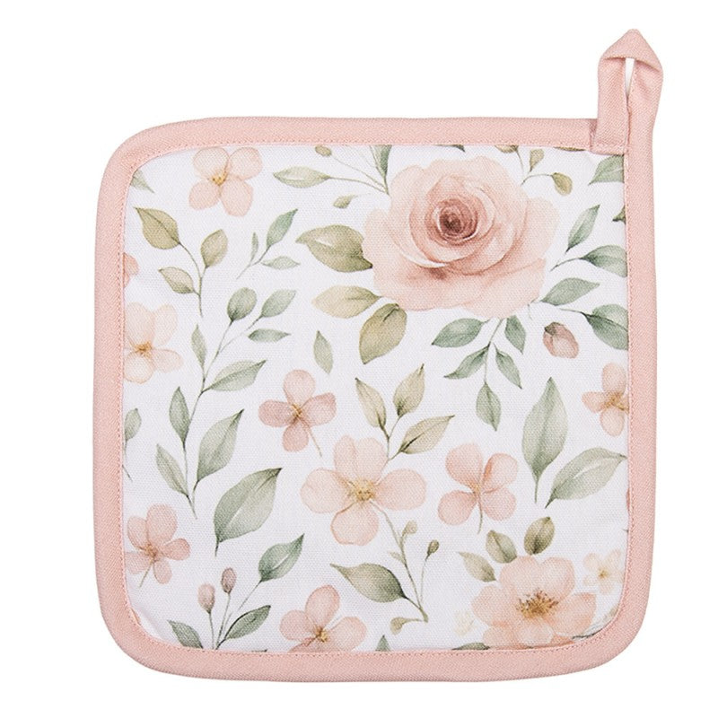 Pannenlap Roosjes wit roze 20x20cm achterkant