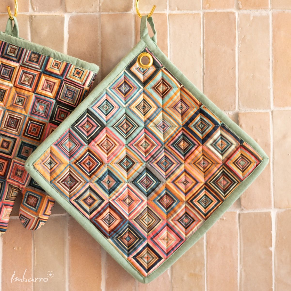 Pannenlappen set-van-2 Colour Blocks 22x22cm sfeer