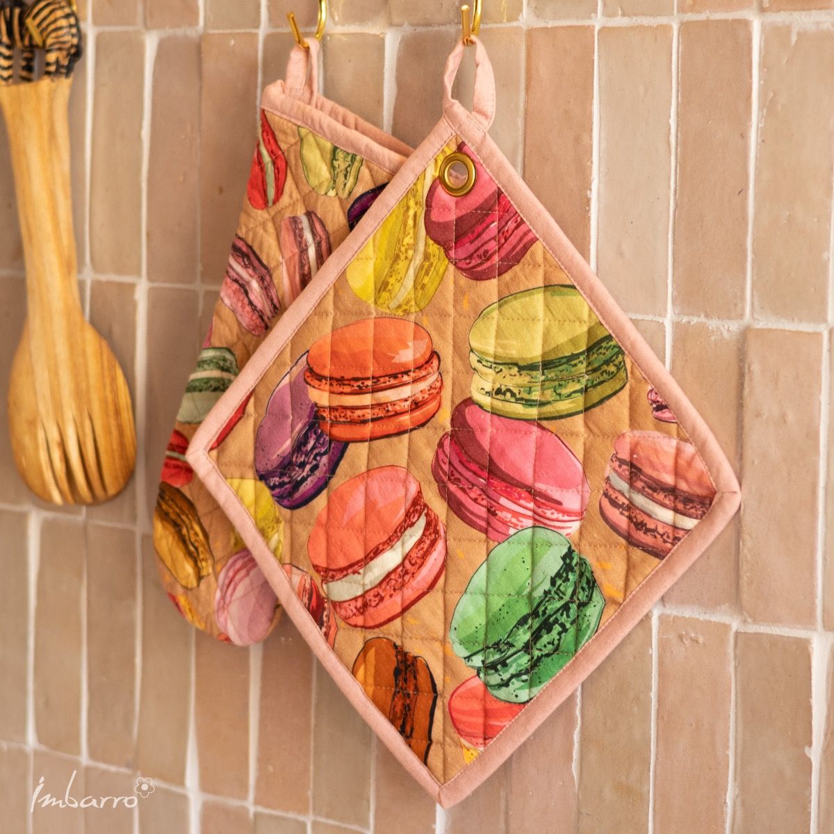 Pannenlappen set-van-2 Macarons 22x22cm sfeer
