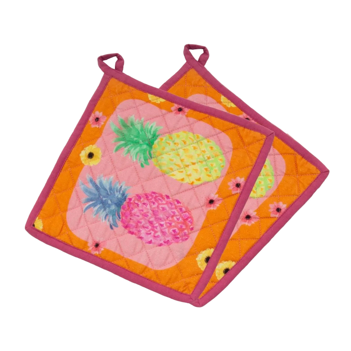 Pannenlappen set-van-2 Pineapple 25x25cm