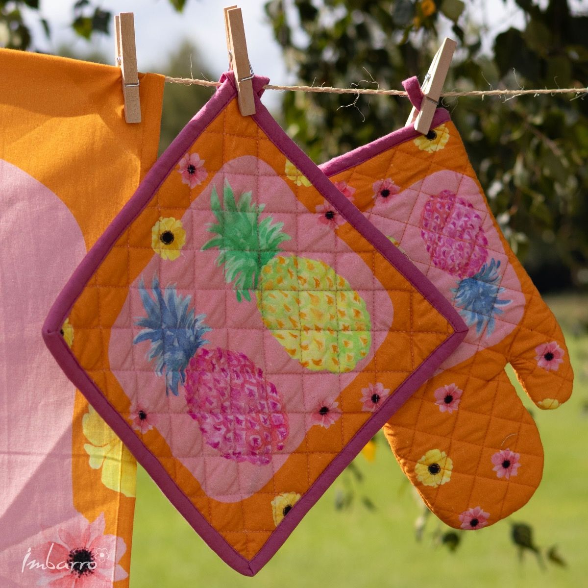 Pannenlappen set-van-2 Pineapple 25x25cm sfeer