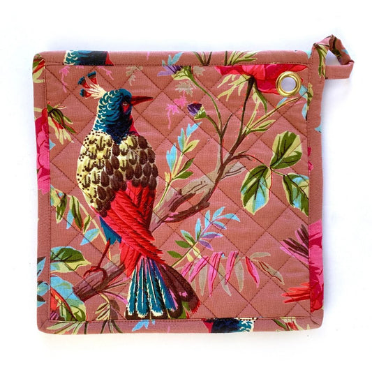Pannenlappen set-van-2 Paradise oudroze 25x25cm
