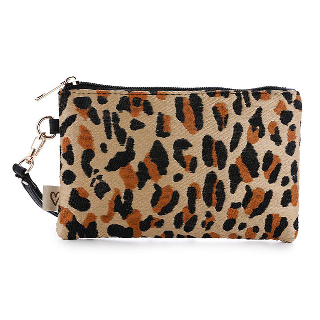 Portemonnee Coin Luipaard khaki 20x12cm