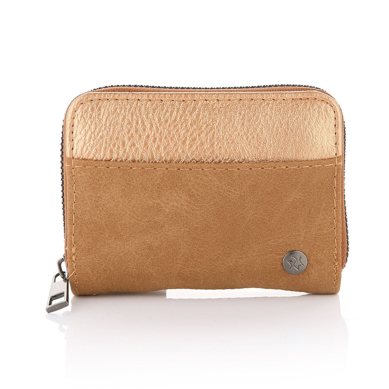 Portemonnee Compact met rits bruin 12x9cm