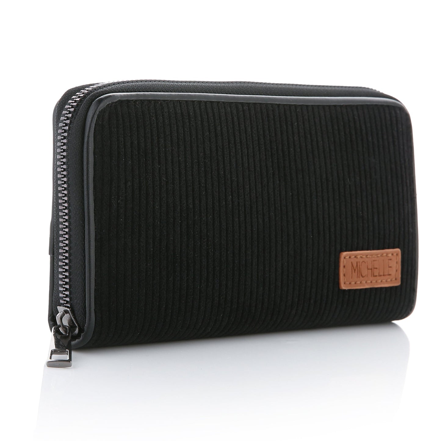 Portemonnee Corduroy zwart 20x10cm detail