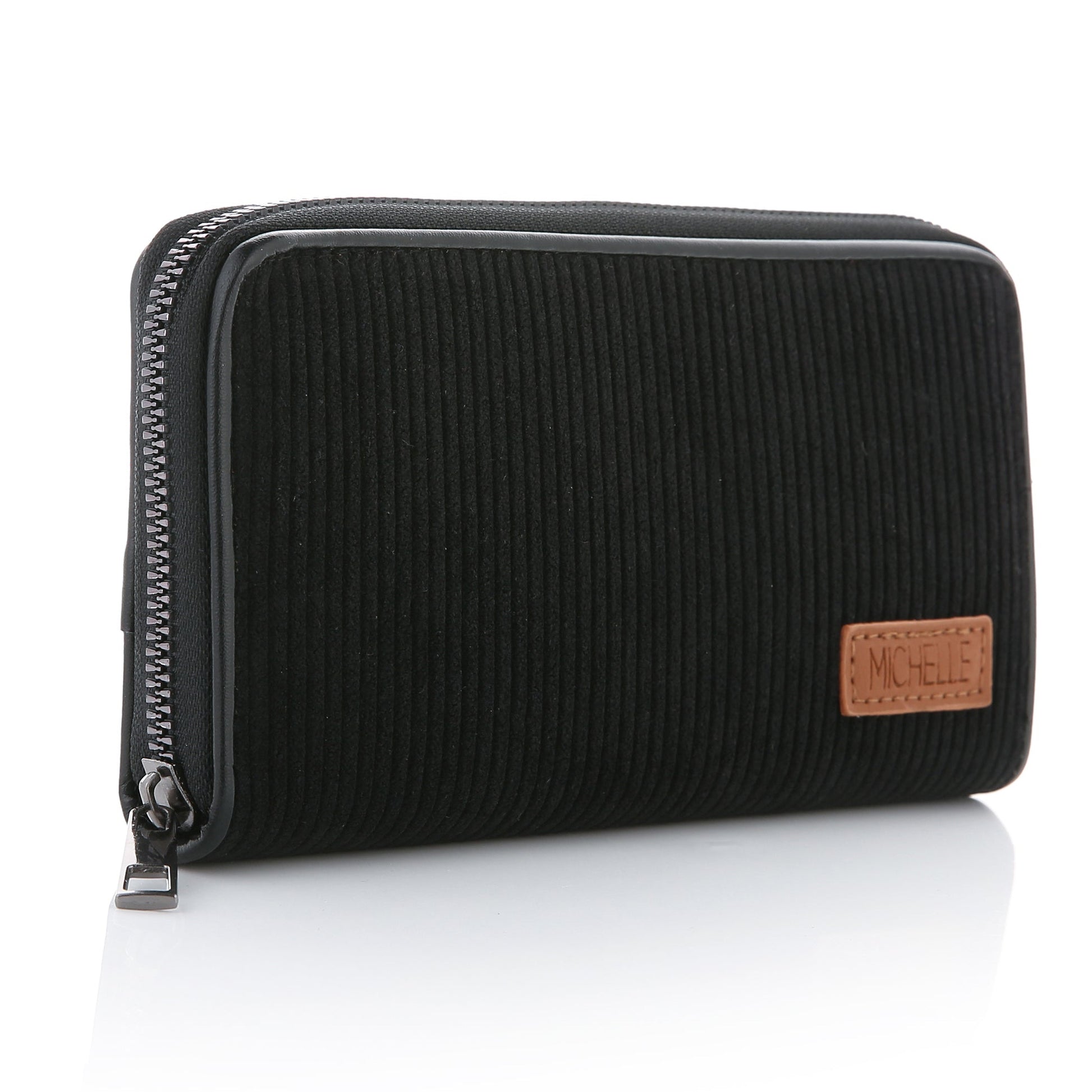 Portemonnee Corduroy zwart 20x10cm detail