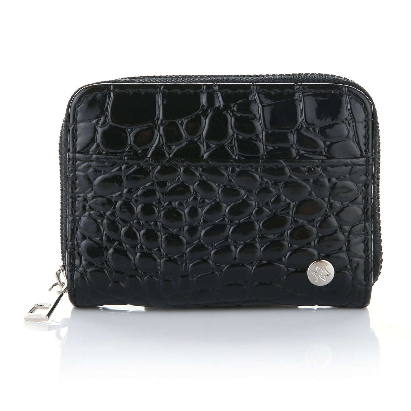 Portemonnee Dierenprint Croco zwart 12x9cm