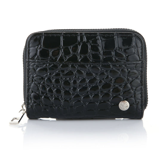 Portemonnee Dierenprint Croco zwart 12x9cm