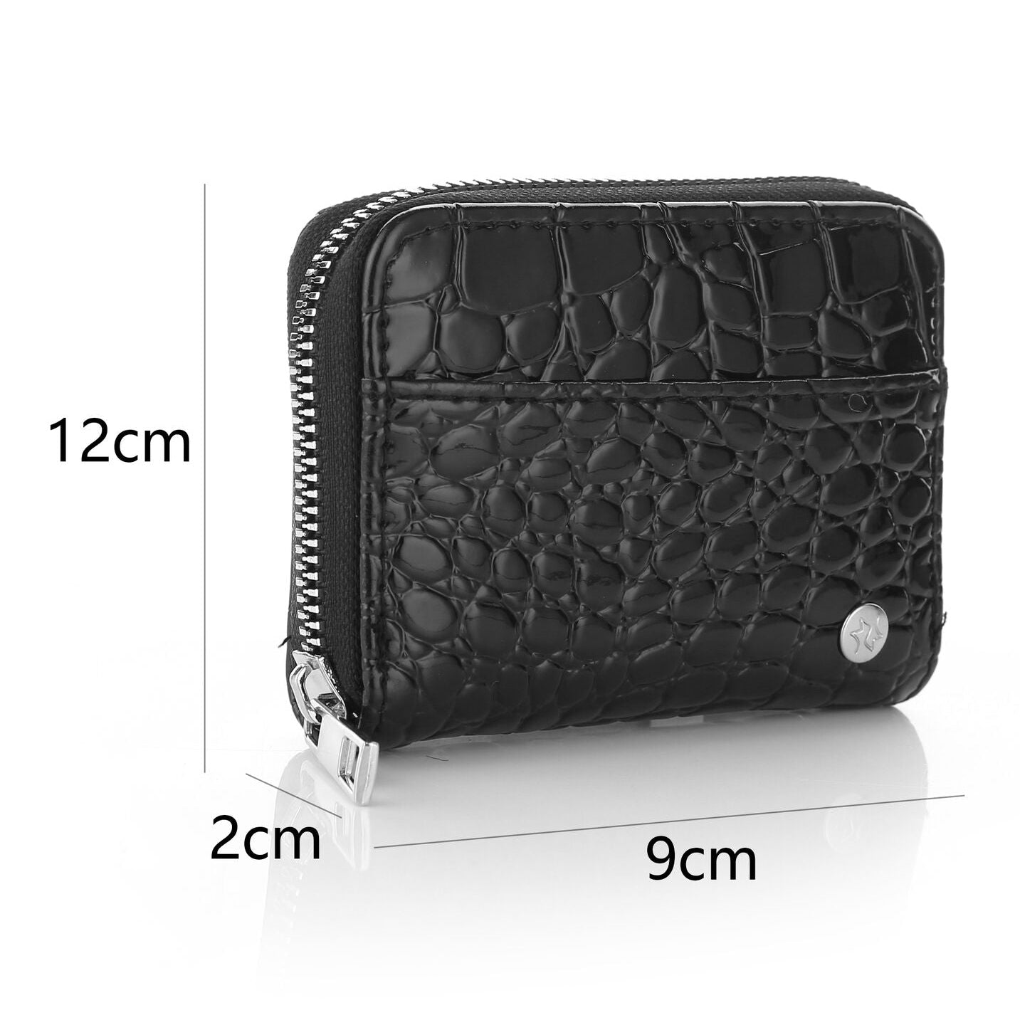 Portemonnee Dierenprint Croco zwart 12x9cm maat