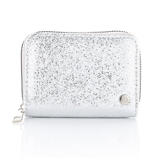 Portemonnee Glitter zilver 11x9cm