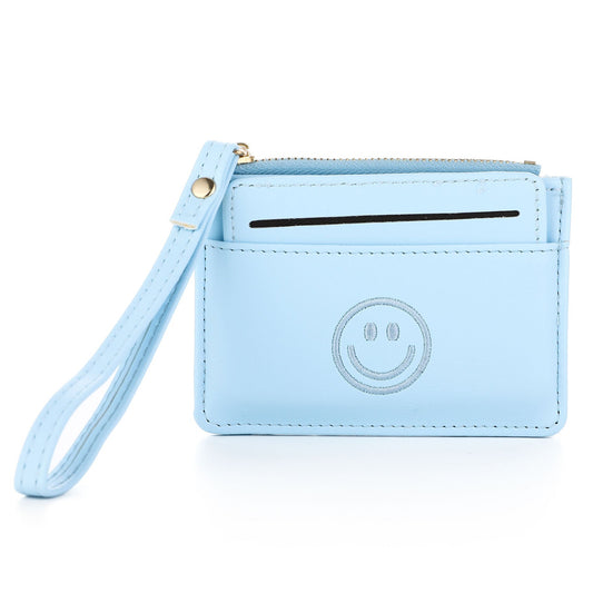 Portemonnee Happy Face blauw 12x9cm