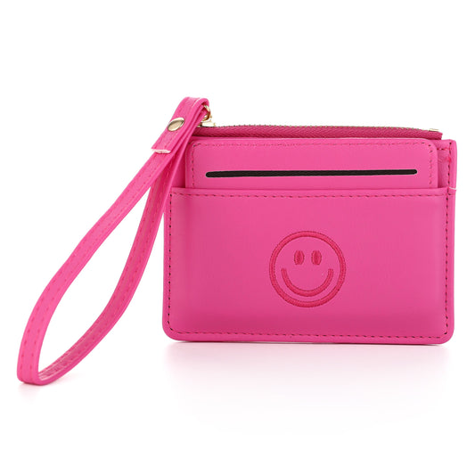 Portemonnee Happy Face roze 12x9cm