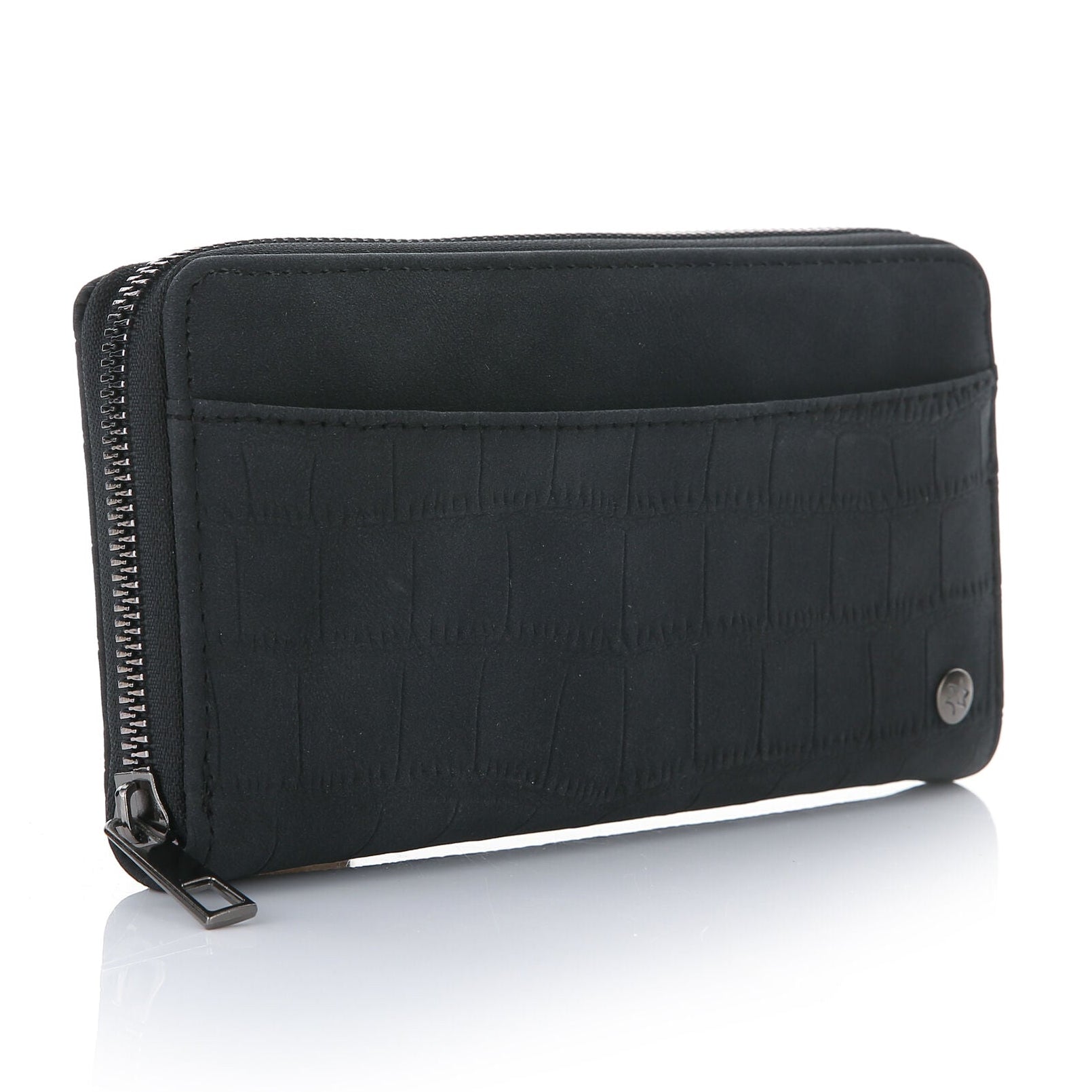 Portemonnee Klassiek Croco zwart 20x10cm schuin