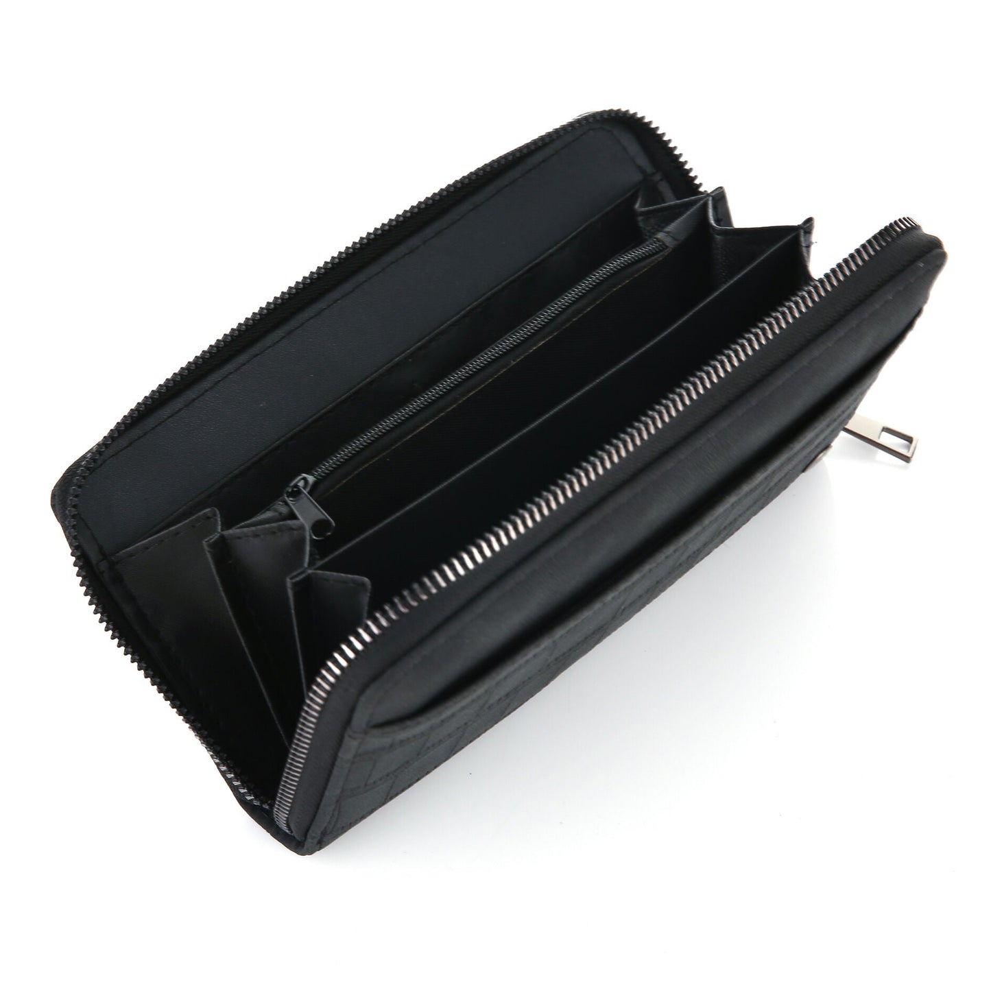 Portemonnee Klassiek Croco zwart 20x10cm schuin open