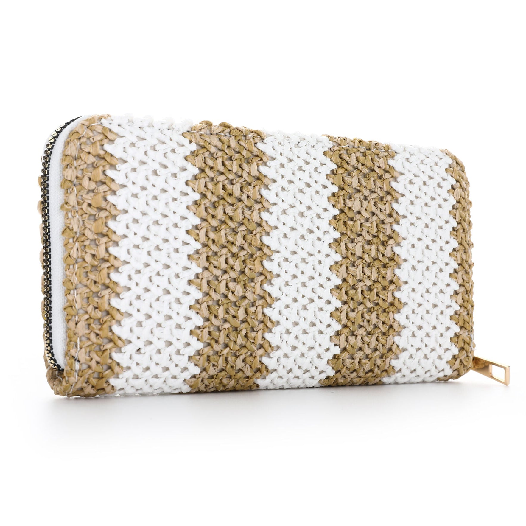 Portemonnee Klassiek Zomer wit beige 20x10cm detail