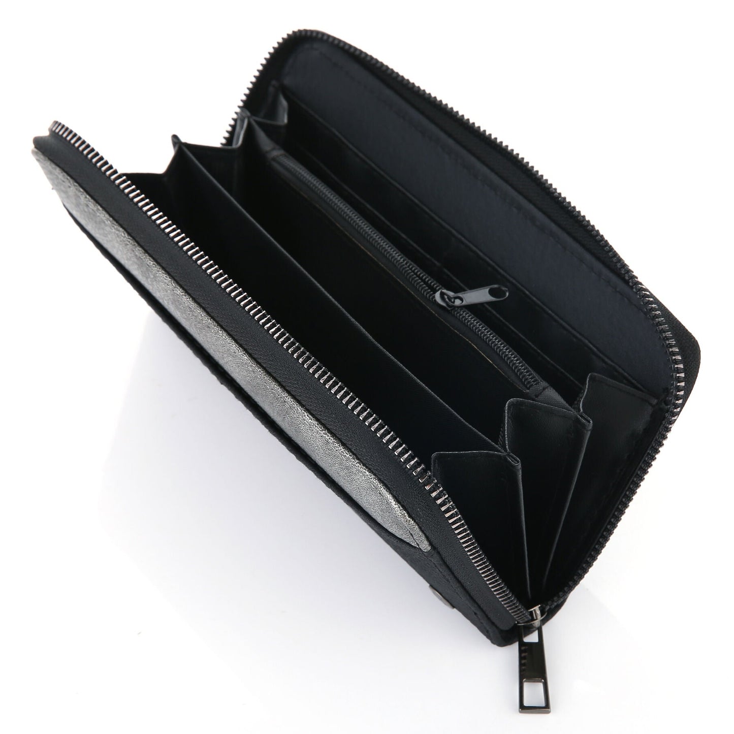 Portemonnee Metallic zwart 20x10cm open