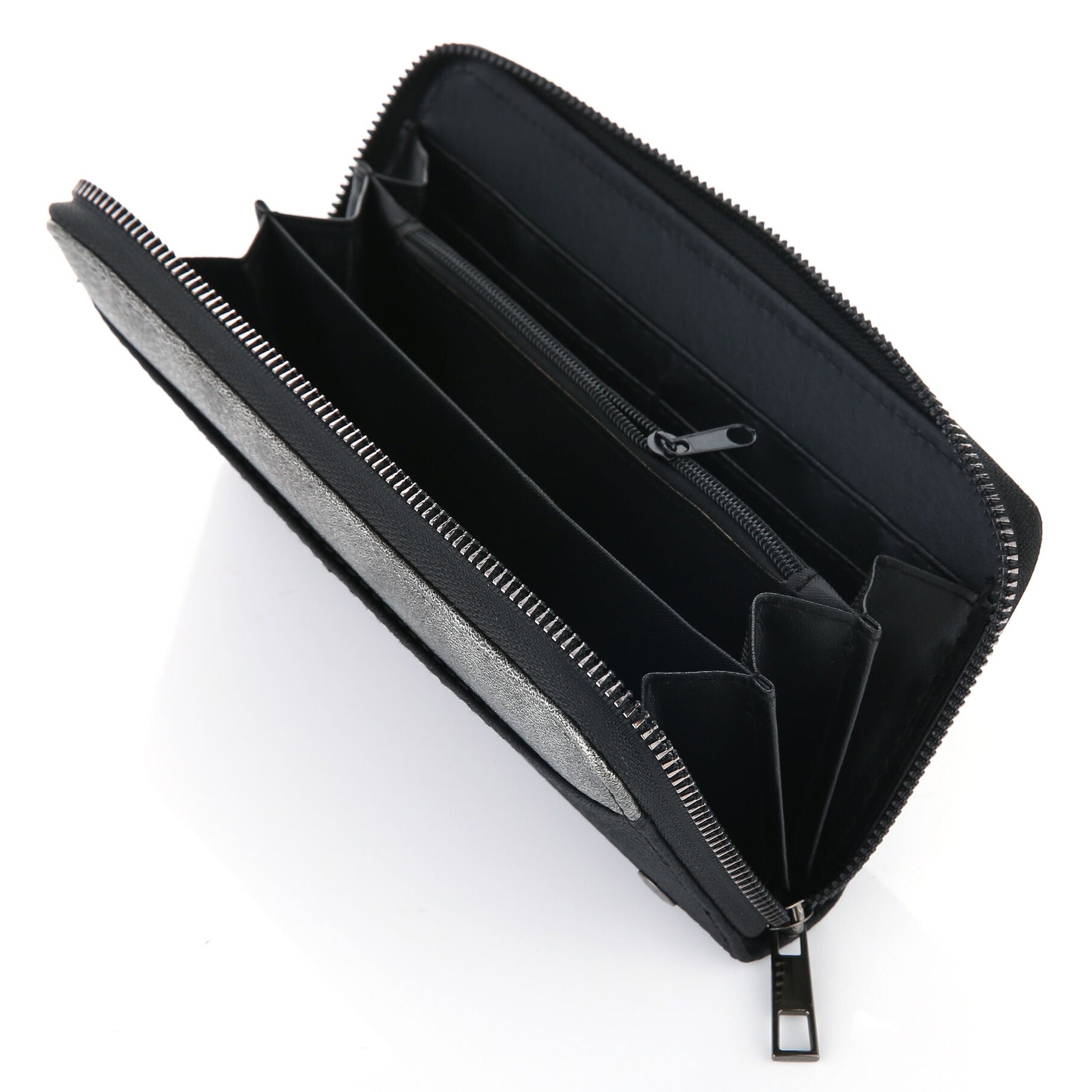 Portemonnee Metallic zwart 20x10cm open