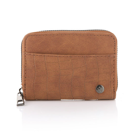 Portemonnee Patroon met rits bruin 12x9cm