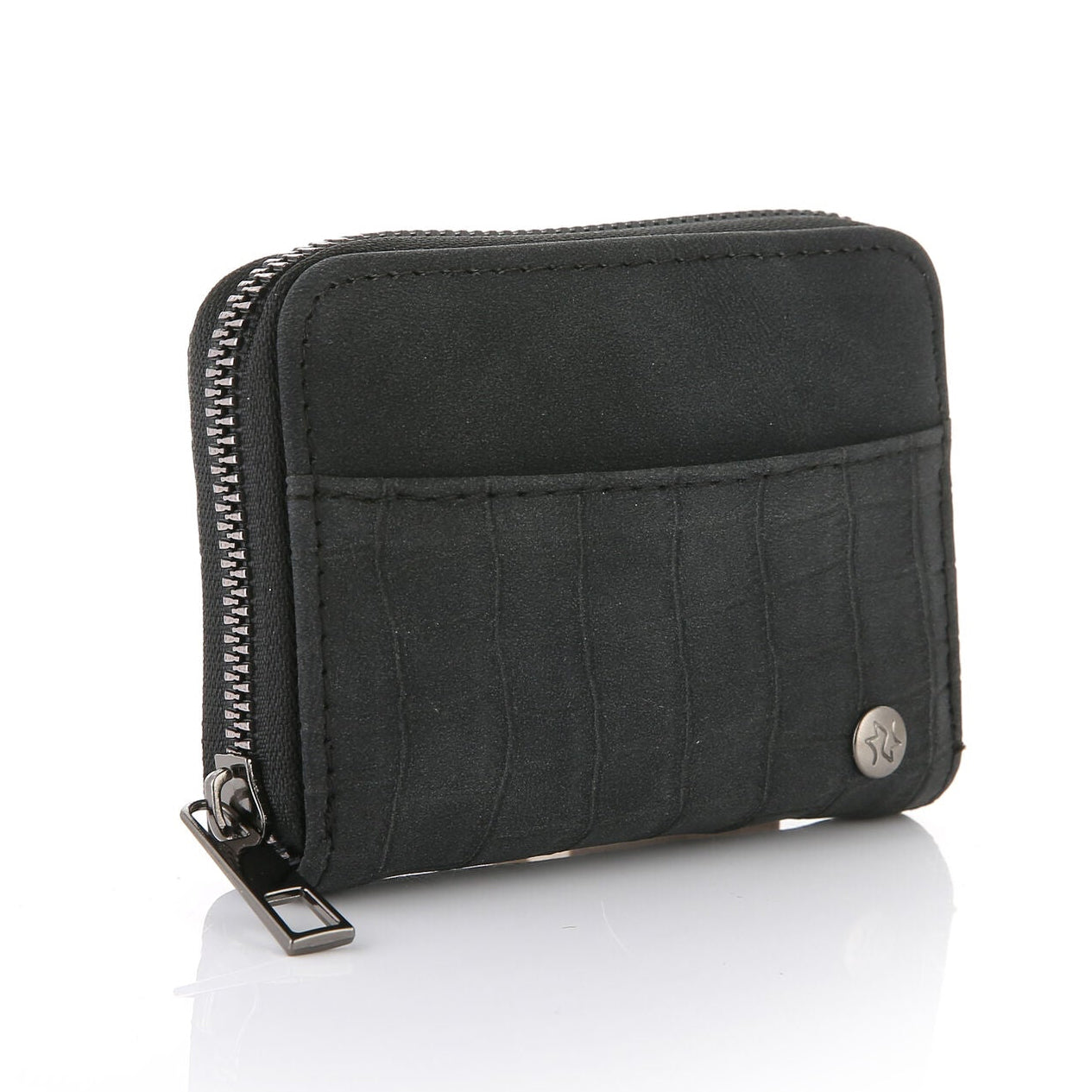 Portemonnee Patroon met rits zwart 12x9cm detail