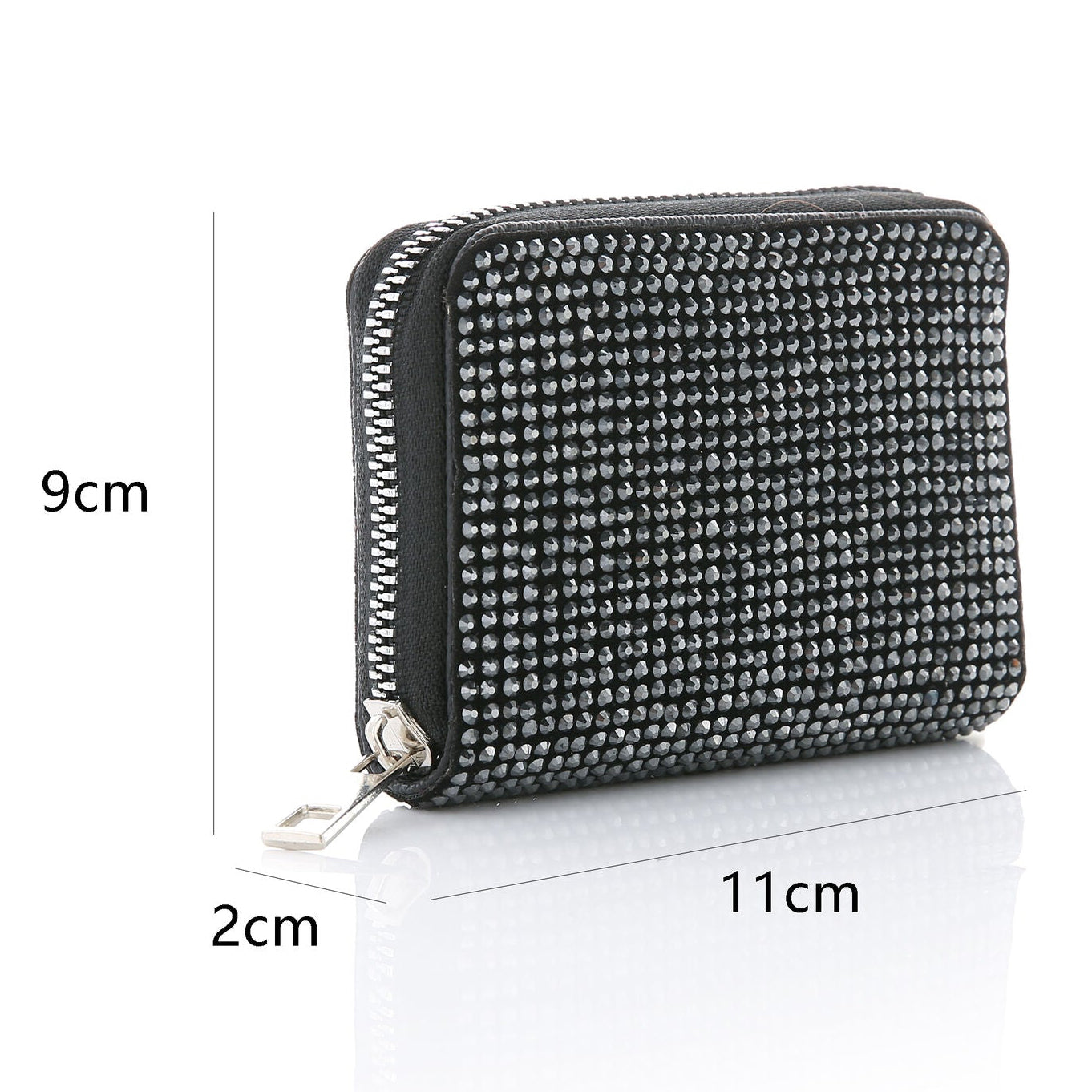 Portemonnee Sparkling black 11x8cm maat