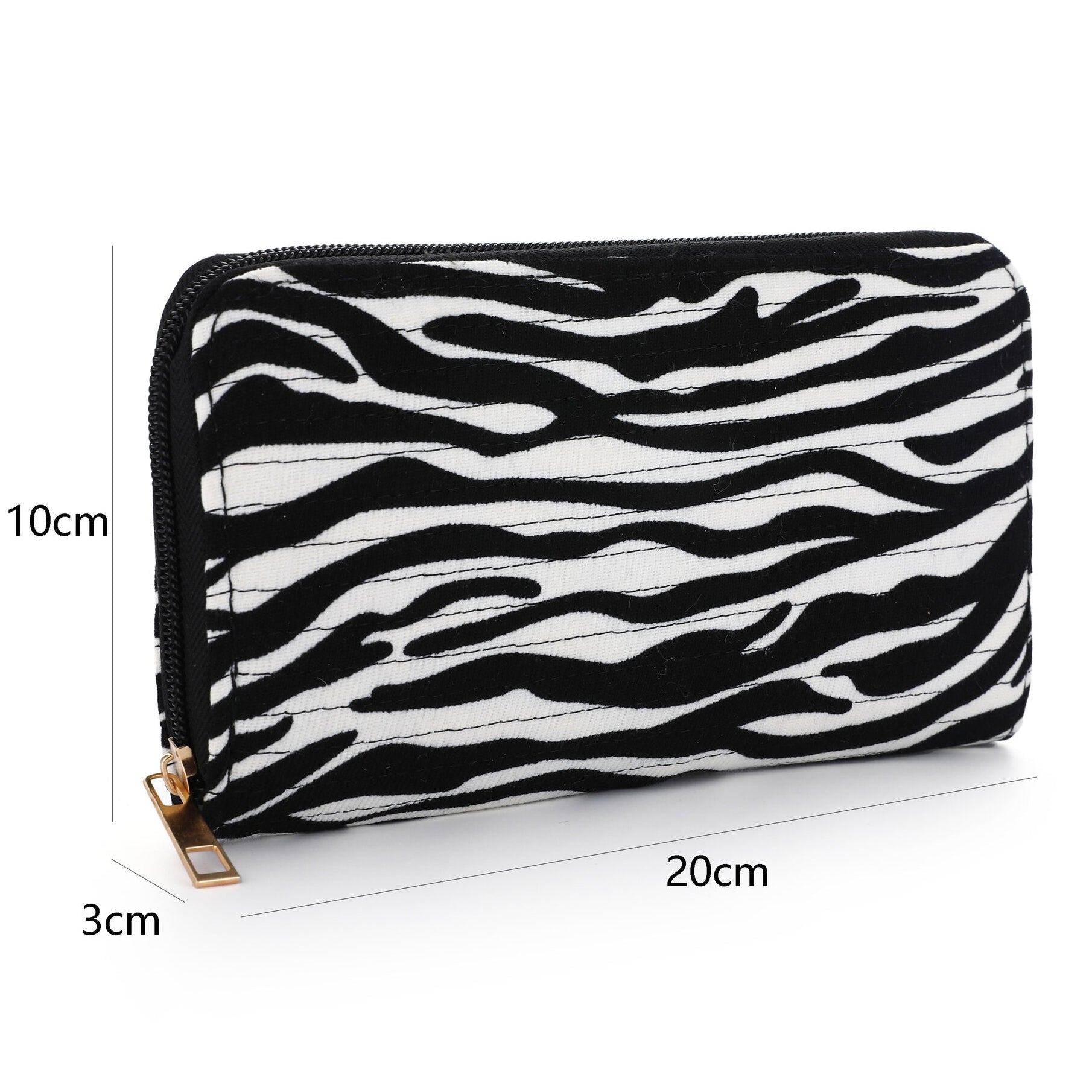 Portemonnee Zebra zwart wit 20x10cm maat