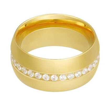 Ring Breed Steentjes goud