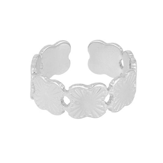 Ring Connected Clovers zilver