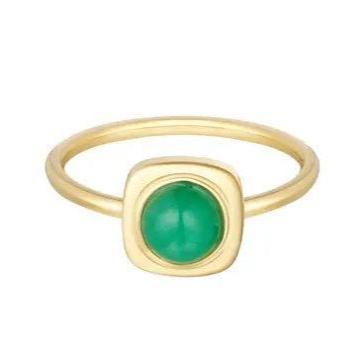 Ring Dot goud groen size 17