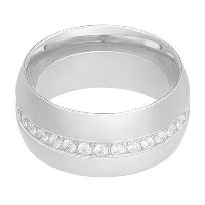 Ring Breed Steentjes zilver